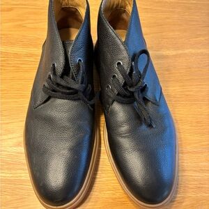 Black Leather Men's Short Boots